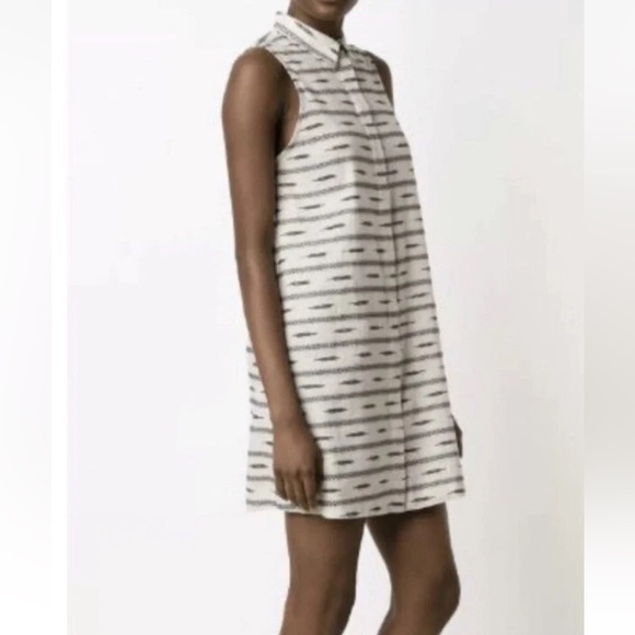 Alice + Olivia Dresses & Skirts - Alice + Olivia Isabelle Tribal Sleeveless Linen Shirt Dress Beige/Black Small